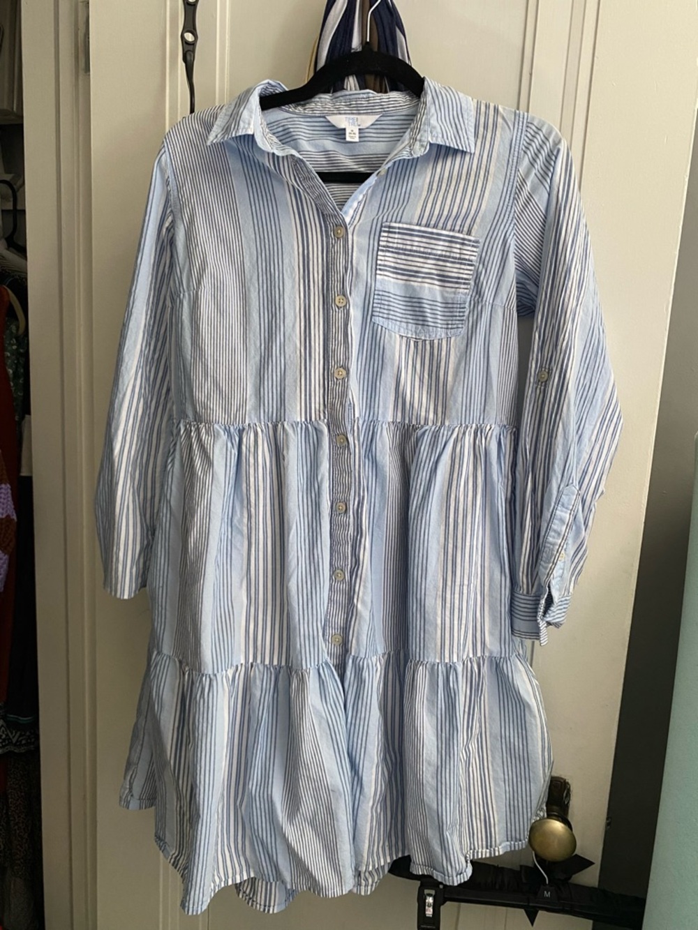 Time and Tru Women's Mini Shirt Dress with Long Sleeves